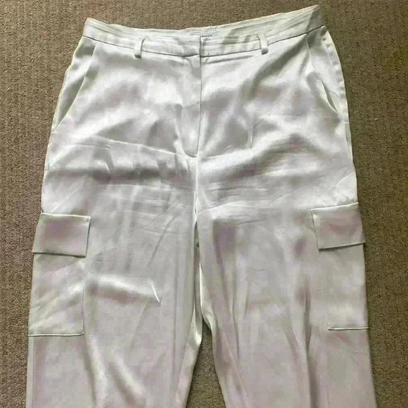 Babaton Refined Satin Cargo Pant, bone/white high waisted pant, size 16. - Picture 4 of 14